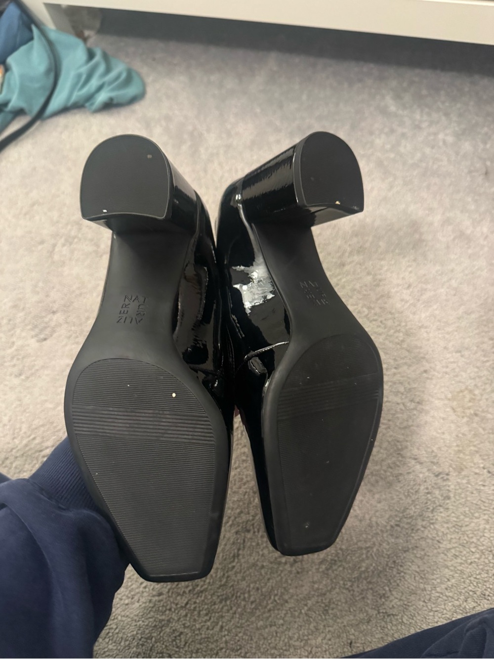 Vince Camuto Black Patent Leather Loafers with Gold Bit - Picture 3 of 3